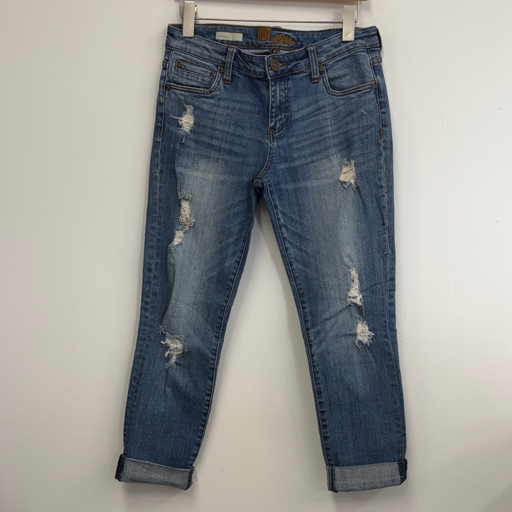 Kut from the Kloth Katy Distressed Blue Boyfriend Jeans 4